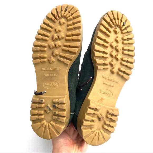 Wolverine Wilderness Green Suede Hiker Boots Plaid - Picture 7 of 11